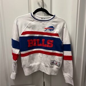 NFL Team Apparel Buffalo Bills White Long Sleeve Top with Red and Blue Stripes